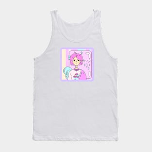 Cute Anime Alien Girl Minimalist Aesthetic Design Tank Top